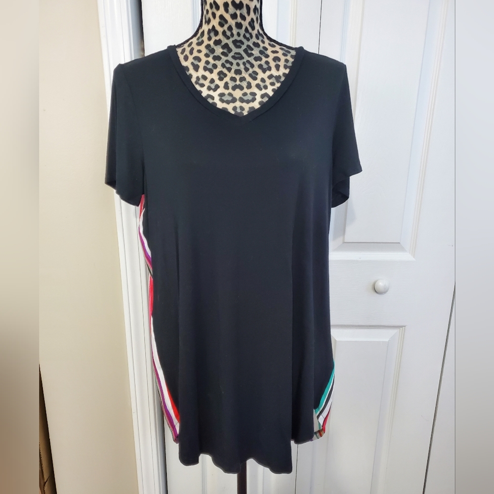 Cupio Striped Hi-Lo Short Sleeve Tunic